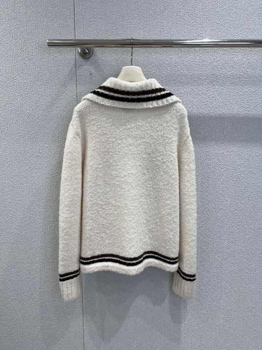 Fluffy, half-zip, color-blocked, oversized sweater