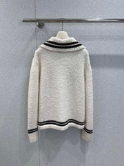 Fluffy, half-zip, color-blocked, oversized sweater