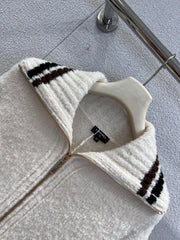 Fluffy, half-zip, color-blocked, oversized sweater