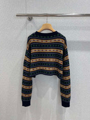 Scottish-style wool V-neck cropped sweater