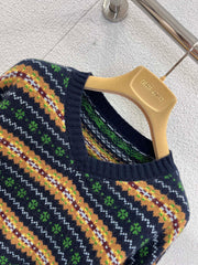Scottish-style wool V-neck cropped sweater