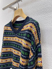 Scottish-style wool V-neck cropped sweater