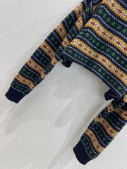 Scottish-style wool V-neck cropped sweater