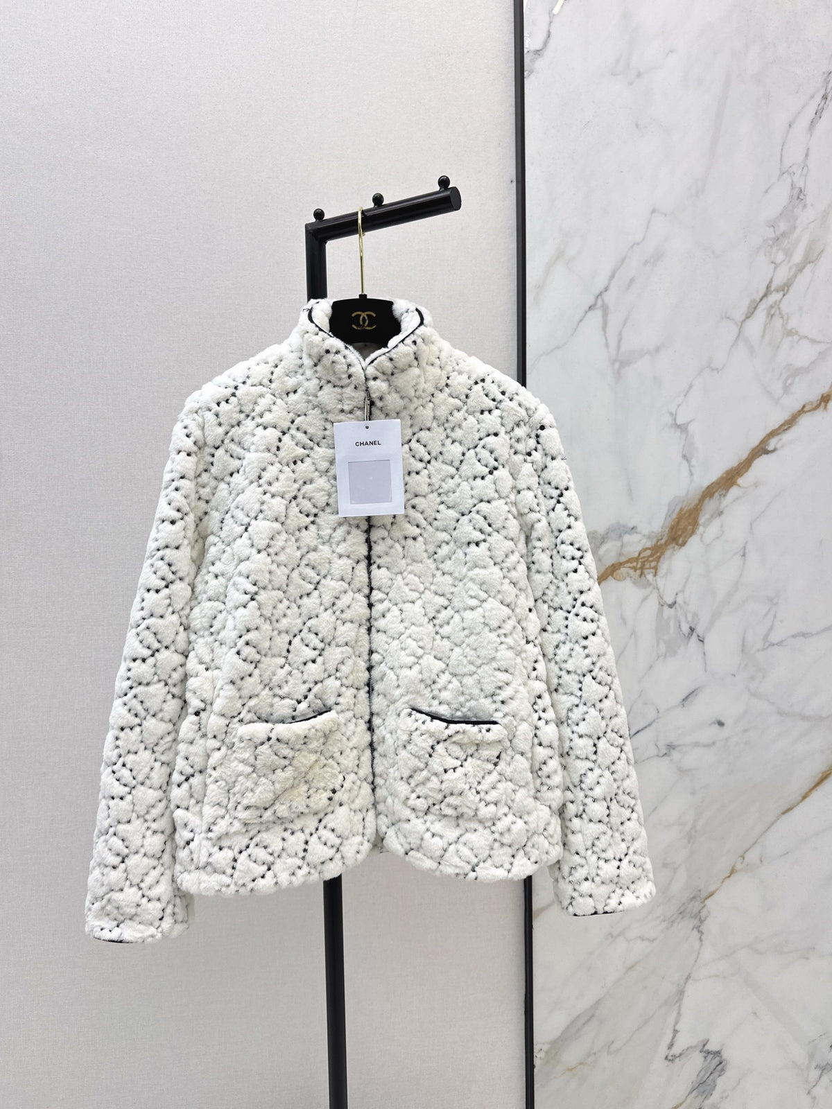 Stand-up collar zip-up fleece coat