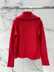 Collared Plaid Wool Knit Sweater