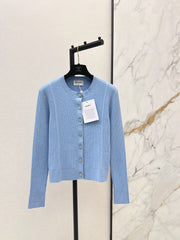 Snowflake yarn jacquard knit cardigan