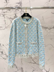 Loose-fitting French-style knitted cardigan