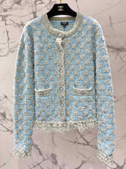 Loose-fitting French-style knitted cardigan