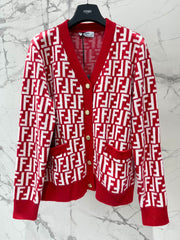 Letter Jacquard Knit Cardigan