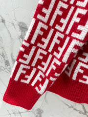 Letter Jacquard Knit Cardigan