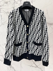 Letter Jacquard Knit Cardigan