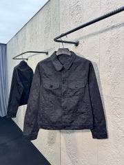 All-over print denim jacket with subtle pattern