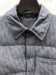 Subtle Monogram Canvas Down Jacket with Stand Collar