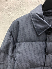 Subtle Monogram Canvas Down Jacket with Stand Collar