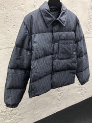 Subtle Monogram Canvas Down Jacket with Stand Collar