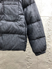 Subtle Monogram Canvas Down Jacket with Stand Collar