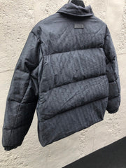 Subtle Monogram Canvas Down Jacket with Stand Collar