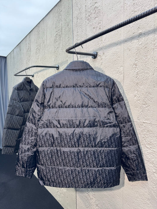 Subtle Monogram Canvas Down Jacket with Stand Collar