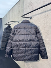 Subtle Monogram Canvas Down Jacket with Stand Collar