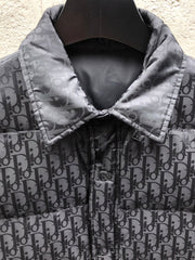 Subtle Monogram Canvas Down Jacket with Stand Collar