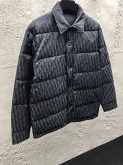 Subtle Monogram Canvas Down Jacket with Stand Collar