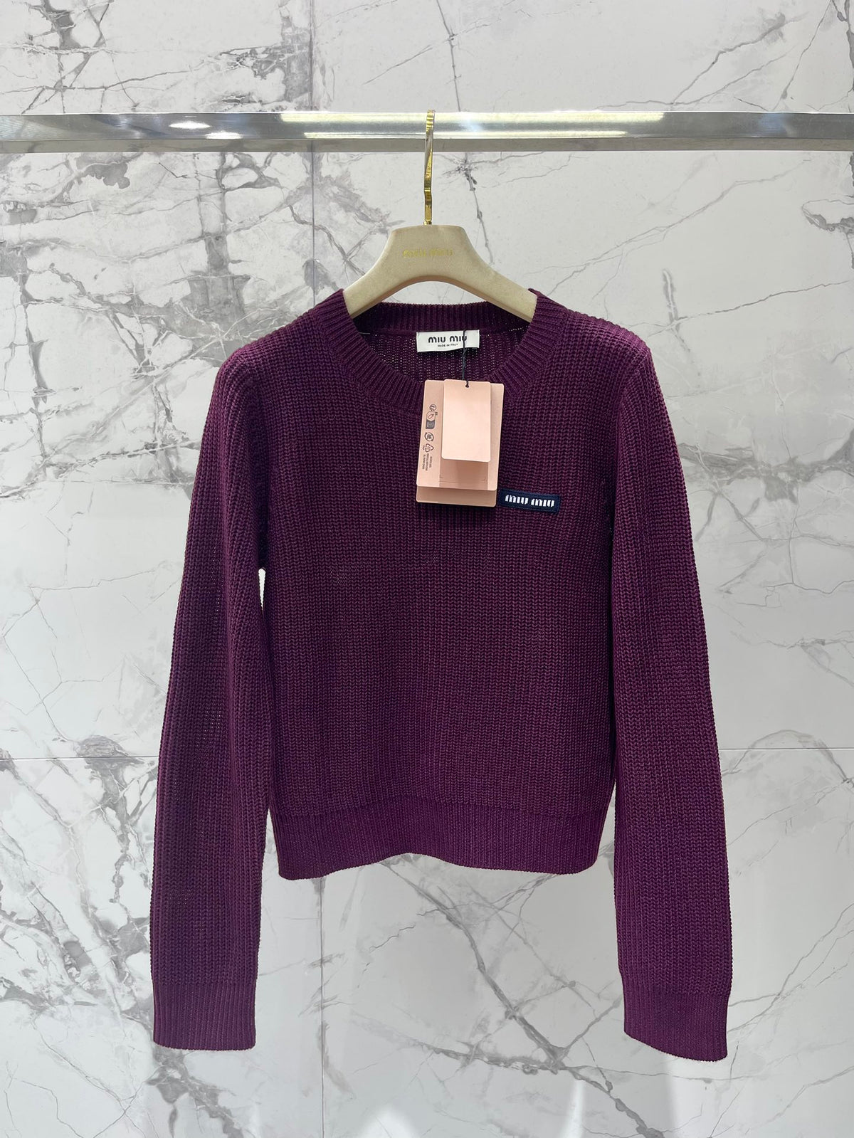 Letter Appliqué Wool Knit Sweater