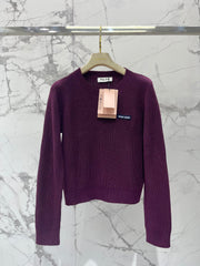 Letter Appliqué Wool Knit Sweater