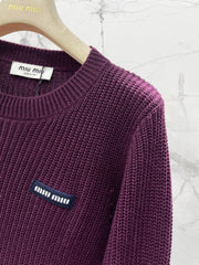Letter Appliqué Wool Knit Sweater