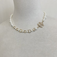 Crystal Pearl Letter Necklace