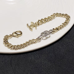 Light gold and silver two-tone rhinestone choker bracelet