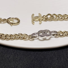 Light gold and silver two-tone rhinestone choker bracelet