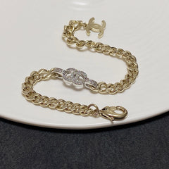 Light gold and silver two-tone rhinestone choker bracelet