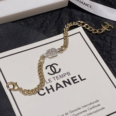 Light gold and silver two-tone rhinestone choker bracelet