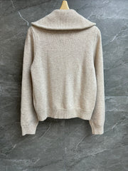Oatmeal-colored knit cardigan