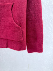Color-blocked collared knit long-sleeved cardigan