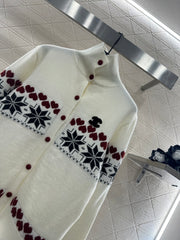 High-neck Fair Isle cardigan sweater