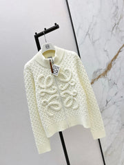 3D Woven Logo Knit Cardigan