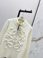3D Woven Logo Knit Cardigan