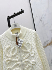 3D Woven Logo Knit Cardigan