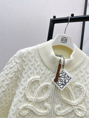3D Woven Logo Knit Cardigan