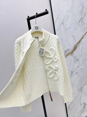 3D Woven Logo Knit Cardigan