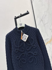 3D Woven Logo Knit Cardigan