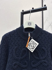 3D Woven Logo Knit Cardigan