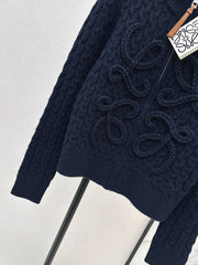 3D Woven Logo Knit Cardigan