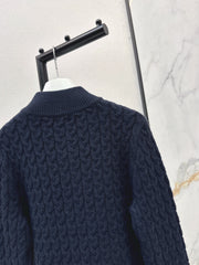 3D Woven Logo Knit Cardigan
