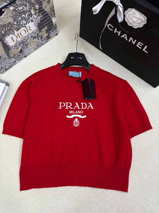 Knitted crew neck short sleeve