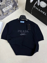 Knitted crew neck short sleeve