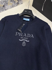 Knitted crew neck pullover sweater
