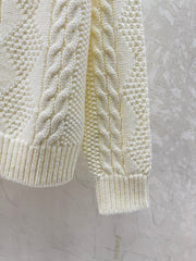 High-neck knitted long-sleeved cardigan