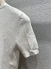 Jacquard Slim-Fit Short-Sleeve Knit Top